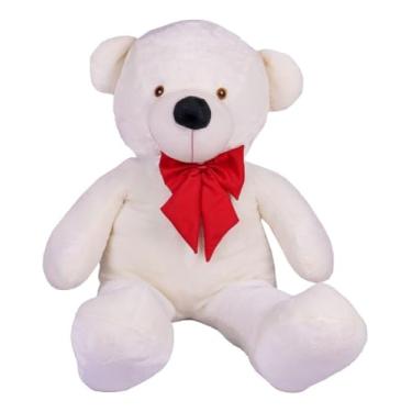 Imagem de Urso De Pelúcia Gigante Teddy 90 Cm Com Laço Macio Nacional (Baunilha com Laço Vermelho)