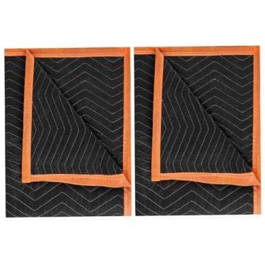 Imagem de Cobertores grandes para móveis de 203 x 182 cm, cobertores de embalagem resistentes para móveis, transporte em movimento, almofadas de móveis acolchoadas, para mudanças, cobertores acolchoados para mudança (preto), pacote com 2