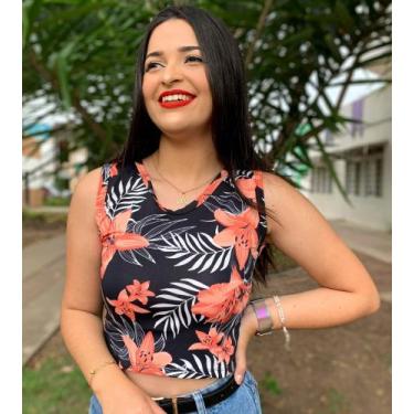 Imagem de Kit com 3 Cropped Regata Decote em V Malha Estampada - Elite Fashion, 