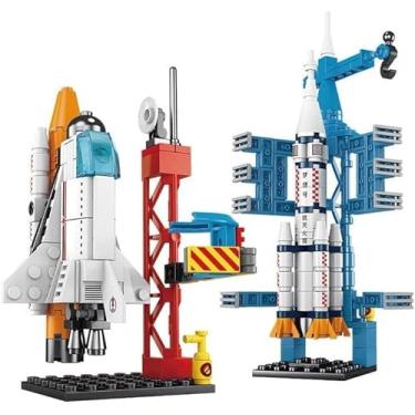 Imagem de Kit de Blocos de Montar Espacial, Foguete e Plataforma de Decolagem, Brinquedo Educativo, Peças de Construção