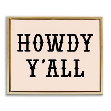 Imagem de Stupell Industries Arte de parede Southwestern Howdy Y'all em tela flutuante dourada por Daniela Santiago, 78 x 63 cm