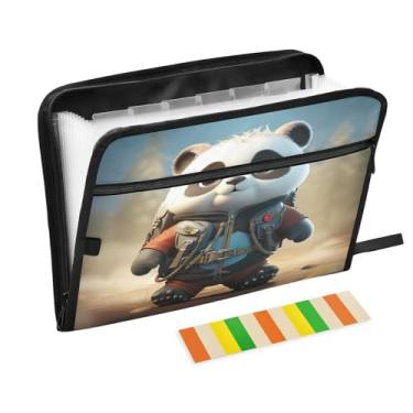 Imagem de Wassud Panda Space Explorer Organizador de arquivos sanfonado com 13 bolsos com abas e adesivos, organizador de pastas de documentos de recibo de papel tamanho carta A4 para viagens de escritório