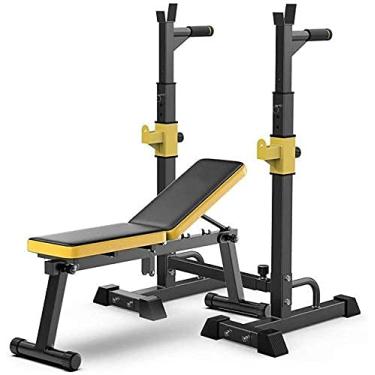Imagem de LMJYU Rack de agachamento com halteres ajustável, multifunções, suporte de supino, suporte de agachamento ajustável, banco de pressão sem barra, suporte para halteres portátil