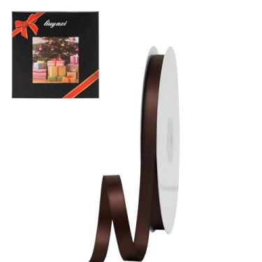 Imagem de LIUYAXI Fita de cetim marrom dupla face, 9,5 cm x contínua 25 jardas, fitas perfeitas para embrulho de presente, buquê de casamento, decoração de casamento, artesanato e muito mais