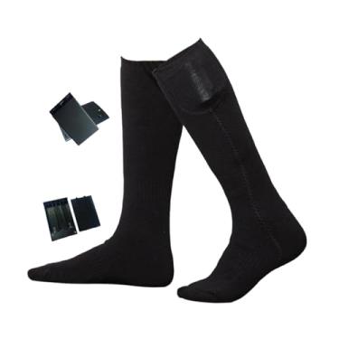 Imagem de Baoblaze Meias aquecidas de inverno, longas, confortáveis ​​e quentes, ideais para caminhadas, patinação, esqui, camping e ciclismo, Preto