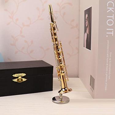 Imagem de LTFQY Ie Miniatura Flauta Clarinete Saxofone Trompete Trombone Trombone Francês Modelo Mini Instrumentos Musicais Ornamentos Presente e Decoração - Soprano_Sax-16 cm
