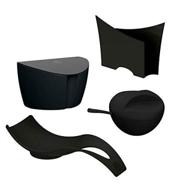 Imagem de Conjunto Açucareiro Saleiro P Guardanapo Apoio Colher Preto