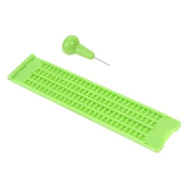 Imagem de Ardósia de escrita braille com caneta prática ferramenta educacional conveniente placa de escrita braille suprimentos de aprendizagem para adultos, 4 linhas 28 células