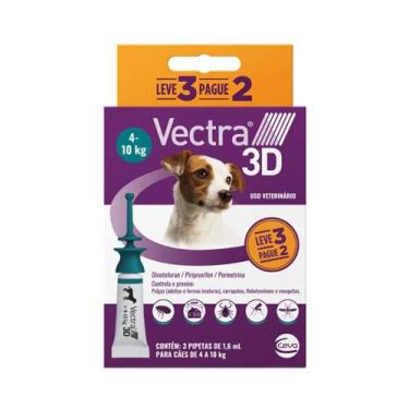 Imagem de Antipulgas Ceva Vectra 3D 1,6ml Cães de 4 a 10 Kg - Caixa com 3 pipeta