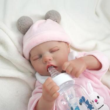 Imagem de Brastoy Bebê Reborn Boneca Corpo de Silicone Menina Realista Original Pode Dar Banho (Menina Coelho)