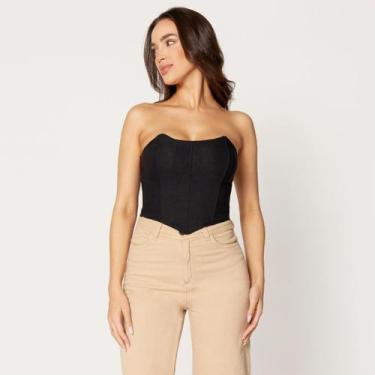 Imagem de Blusa Cropped Morcego Sem Alça Preto - Sal Do Mar