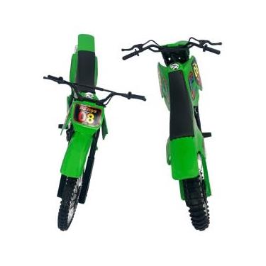 Imagem de Kit 2 Motos de Motocross de Brinquedo com Apoio, Verde, 36 cm