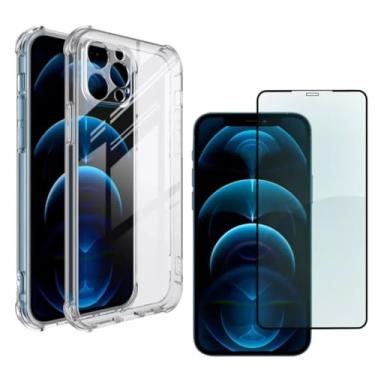 Imagem de Capa Capinha Anti Impacto + Película de Vidro Temperado 3D Para iPhone 12 Pro Max Tela De 6,7 Polegadas - (Bluepink)