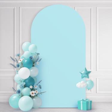 Imagem de Ledido Capa de fundo de arco de casamento de 2,5 m, capa de fundo redonda de elastano elástico para decoração de festa de casamento, banquete de casamento, festa de aniversário, chá de bebê, evento de