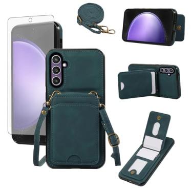 Imagem de Asuwish Capa de telefone para Samsung Galaxy S24 FE 5G capa carteira com protetor de tela de vidro temperado e alça de pulso couro suporte para cartão acessórios de celular S 24 EF AI S24FE 24S 24FE