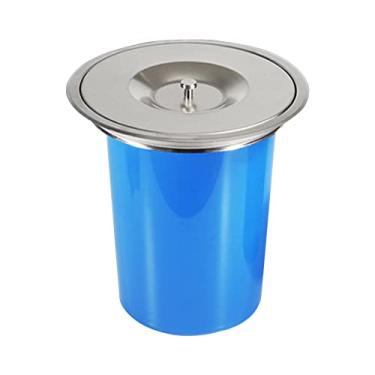 Imagem de Caixotes de lixo, lixeira com tampa, lata de lixo embutida de bancada de aço inoxidável escovado, tudo com tampa lixeira para cozinha/azul/s/azul/s