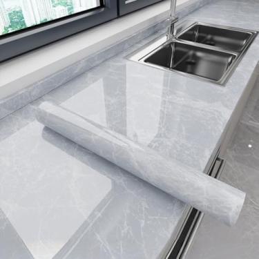 Imagem de Papel de parede cozinha bancada película protetora mármore folha de alumínio à prova de óleo à prova d'água à prova de umidade resistente a altas temperaturas autoadesivo opaco gelo triturado rocha 40