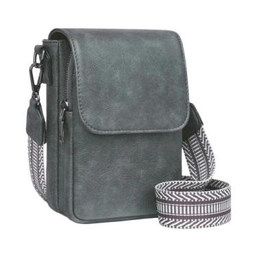Imagem de Bolsa Transversal Retro Feminina Em Couro PU Com Alça Larga E Tampa, P