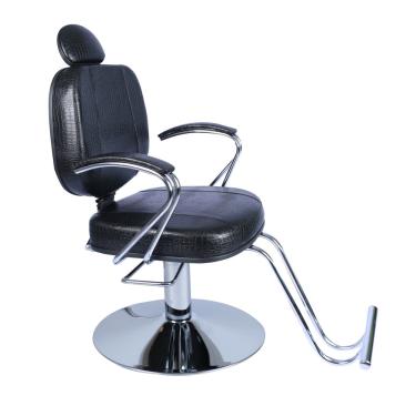 Imagem de Cadeira de barbeiro hidraulica reclinável corsa, cabeleireiro, maquiagem, móveis p/ salão, fortebello - cor: preto croco