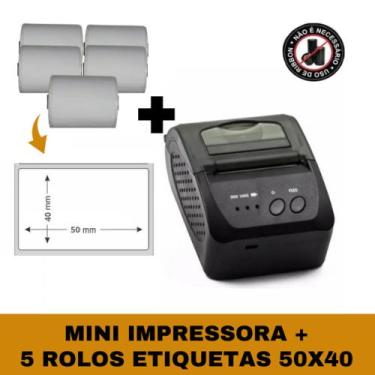 Imagem de Mini Impressora Bluetooth + 5 Etiquetas Adesivas 58x40 - TITANNET