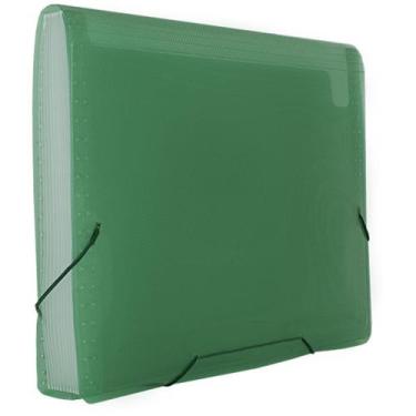 Imagem de Pasta Sanfonada Plástica A4 com 12 Divisões  Verde - Polibras