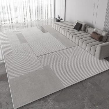 Imagem de Tapete cinza claro, luxuoso, com listras geométricas, para sala de estar, tapetes decorativos de tamanho grande, confortáveis, fáceis de limpar, para quarto, AX011, C, 200X250CM