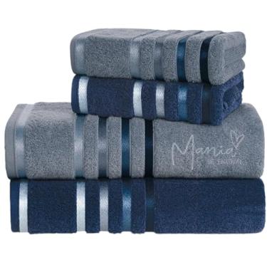 Imagem de Jogo De Toalhas De Banho 4 Peças 100% Algodão Fio Penteado Karsten Lumina (Azul)