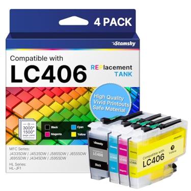 Imagem de LC406 Ink Cartridges for Brother Printer for Brother LC406 Ink Cartridges LC406XL LC406 XL LC-406 Compatible with Brother MFC-J4335DW MFC-J4535DW MFC-J5855DW MFC-J6555DW MFC-J6955DW Printer (4 Pack)