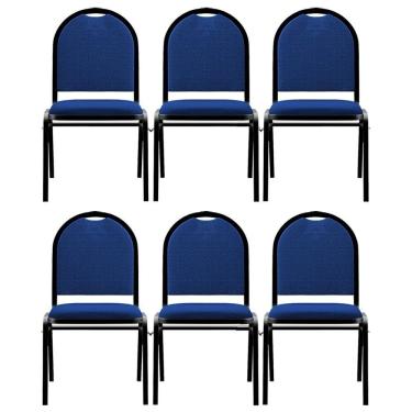 Imagem de Kit 6 Cadeiras Hoteleiras Auditório Empilhável Linho M23 Azul - Mpozenato