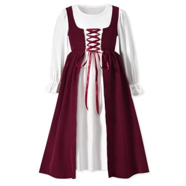 Imagem de Vestido de princesa medieval para meninas tamanho 4-12, Vermelho, 4-5 Anos