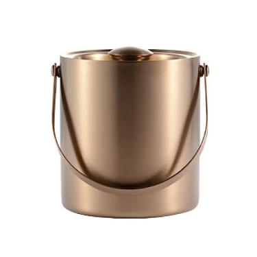 Imagem de balde de vinho Baldes de gelo metal 2L Balde parede dupla com tampa e alça confortável, balde isolado em aço inoxidável, para bar coquetéis, vinho, festas, champanhe, ouro rosa Refrigerador de cerveja