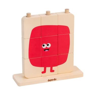 Imagem de BRW Brinquedo Educativo Blocos de Encaixe Júnior Madeira 9 Peças Estampado