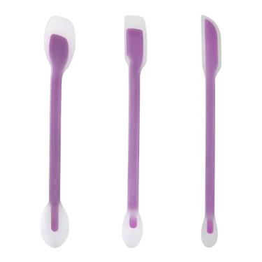 Imagem de Conjunto de 3 colheres de espátula de ponta dupla de silicone - Raspador de pote de cabo longo e colher de medição com escala (1 colher de sopa, 1 colher de chá, 1/2 colher de chá) - para geléia