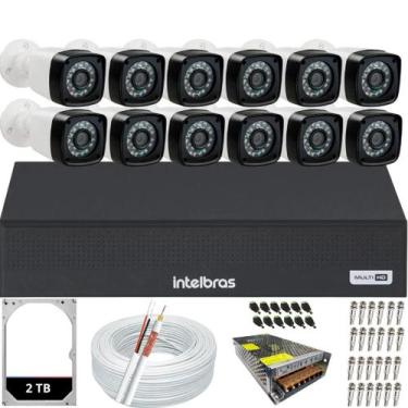 Imagem de Kit Cftv 12 Câmeras Full Hd 2mp Dvr Intelbras Mhdx 1116c HD 2TB