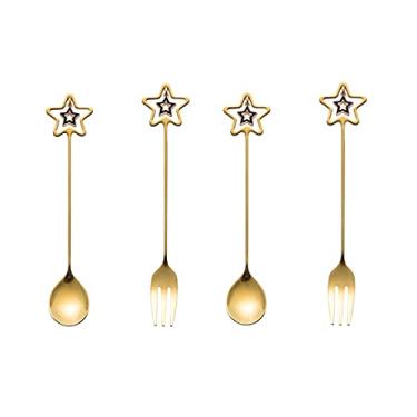 Imagem de Colheres de sopa de aço inoxidável para colher de sobremesa - decoração pendente colher de bolo de café, garfo, colheres de sobremesa, conjunto de colher de chá (variedade de opções) colheres de mesa