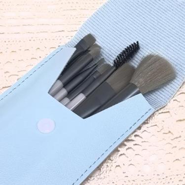 Imagem de 1 conjunto de pincéis de maquiagem azuis para viagem, mini pincéis cosméticos faciais com bolsas, kit de pincel de base, lembrancinhas de despedida de solteira, presentes de dama de honra para chá de