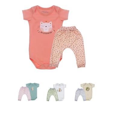 Imagem de 2 Peças Presente Maternidade Enxoval Bebes Recém Nascido Body Mijão Saruel Roupa Para Bebe (LUNA)