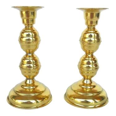 Imagem de Castiçal Dourado 13Cm  Kit Com 2 Unidades  