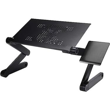 Imagem de Mesa de cama para laptop, ajustável, dobrável, suporte para laptop, mesa de refrigeração, 1 ventilador, bandeja de sofá-cama, suporte com