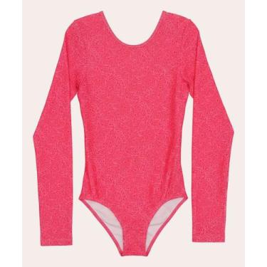 Imagem de Maiô Infantil Estampado Manga Longa Marisa Tam 4 a 16-87002, 10, Rosa