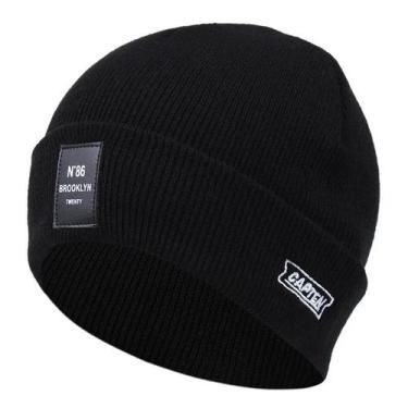 Imagem de Gorro De Lã Macio Com Bordado Para Inverno Masculino, Chapéu Casual De