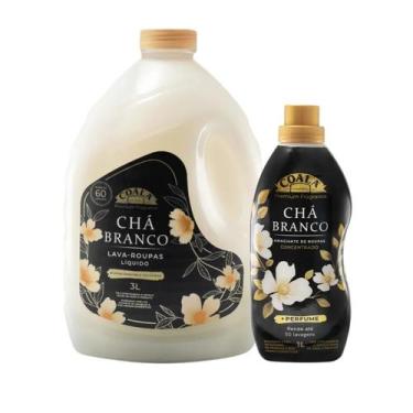 Imagem de Kit Coala Laundry Chá Branco LavaRoupas Líquido 3L, Amaciante Concentr