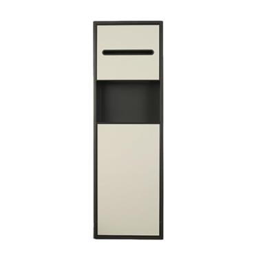 Imagem de Nicho de banheiro de aço inoxidável, suporte de papel higiênico, nicho de chuveiro de aço inoxidável com lixo, suporte de escova de vaso sanitário de nicho embutido (moldura cinza)