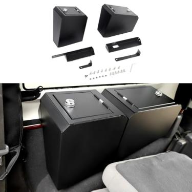 Imagem de CheroCar Cofre com trava de porta-malas, organizador de armazenamento no lado do motorista, cofre para 2007-2018 Jeep Wrangler JK JKU 2 portas (liga de alumínio/ferro/aço inoxidável)