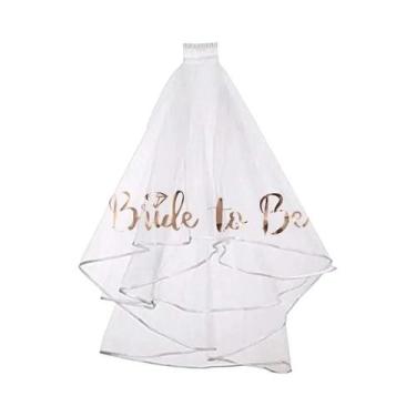 Imagem de Véu Dourado Rosé Para Noiva Para Festa De Despedida De Solteira, Chá D