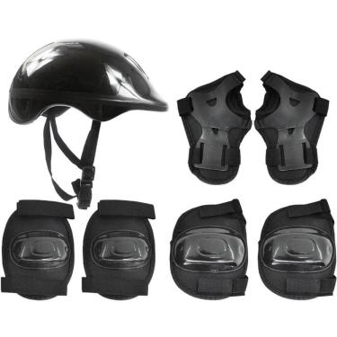 Imagem de Kit de Proteção Infantil 4 Peças com Capacete Joelheiras Cotoveleiras Munhequeiras Preto DM Toys