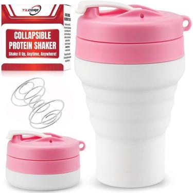 Imagem de Garrafa Protein Shaker Tilcore dobrável 600mL rosa-Unissex