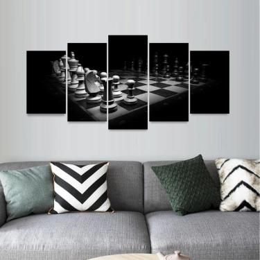 Imagem de Quadro decorativo Arte Jogo de Xadrez Para Quarto Mosaico
