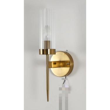 Imagem de Arandela Tocha Dourada Vidro Transparente 1E14 40cm