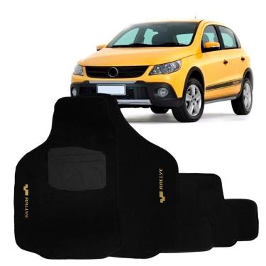 Imagem de Jogo Tapete Carpete Automotivo Gol G4 G5 G6 Rallye 2006 a 2016 Preto 5 Peças Bordado